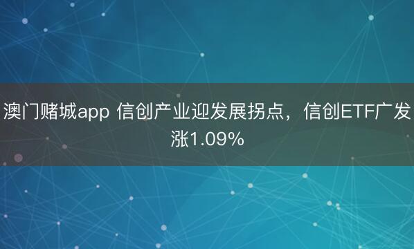 澳门赌城app 信创产业迎发展拐点，信创ETF广发涨1.09%