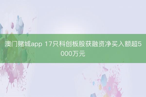 澳门赌城app 17只科创板股获融资净买入额超5000万元