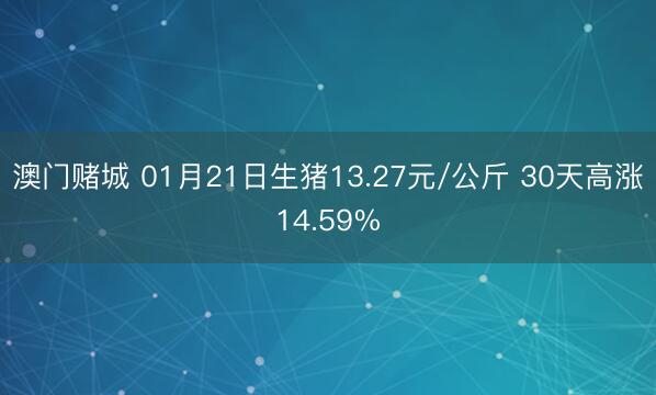 澳门赌城 01月21日生猪13.27元/公斤 30天高涨14.59%