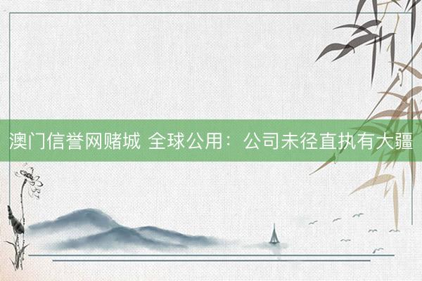 澳门信誉网赌城 全球公用：公司未径直执有大疆