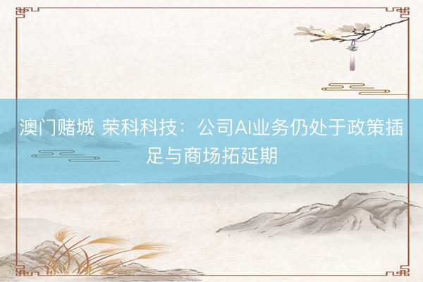 澳门赌城 荣科科技：公司AI业务仍处于政策插足与商场拓延期