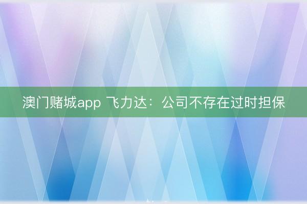 澳门赌城app 飞力达：公司不存在过时担保