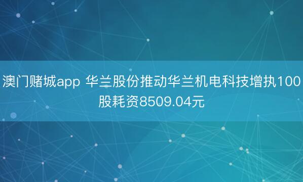 澳门赌城app 华兰股份推动华兰机电科技增执100股耗资8509.04元
