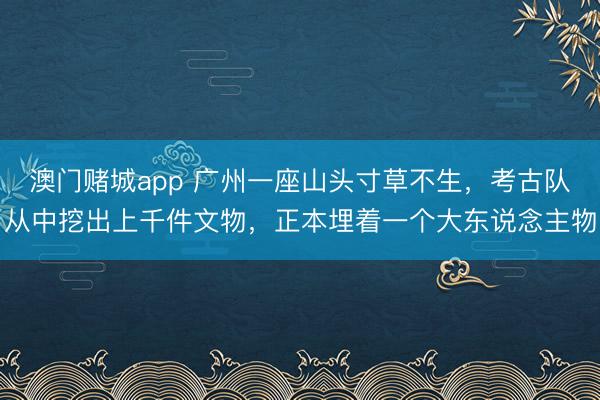 澳门赌城app 广州一座山头寸草不生，考古队从中挖出上千件文物，正本埋着一个大东说念主物