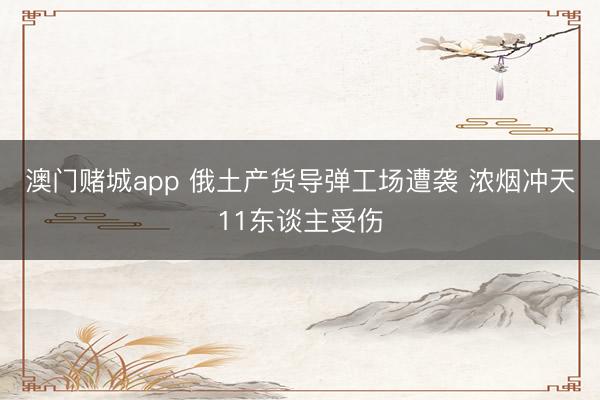 澳门赌城app 俄土产货导弹工场遭袭 浓烟冲天11东谈主受伤