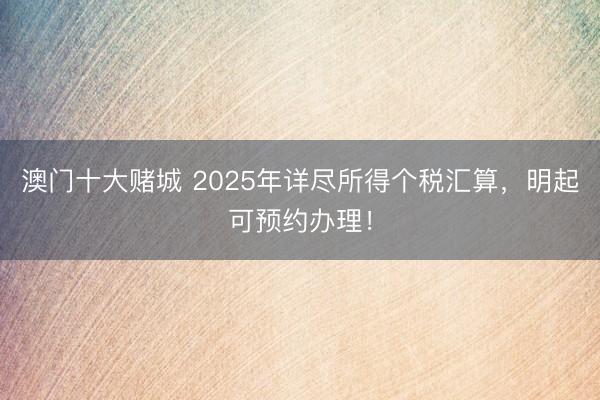 澳门十大赌城 2025年详尽所得个税汇算，明起可预约办理！