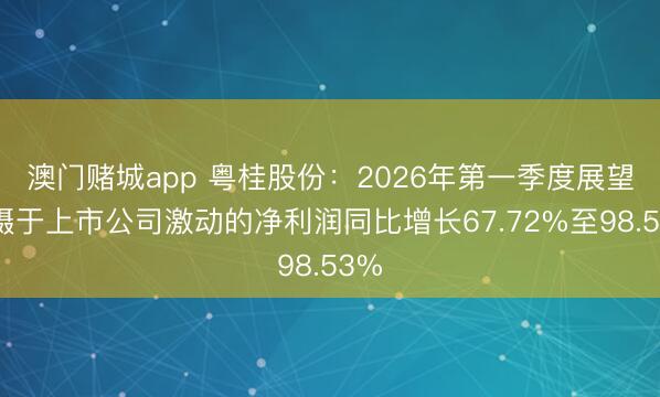 澳门赌城app 粤桂股份:2026年第一季度展望包摄于上市公司激动的净利润同比增长67.72%至98.53%