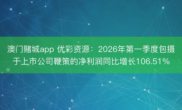 澳门赌城app 优彩资源：2026年第一季度包摄于上市公司鞭策的净利润同比增长106.51%