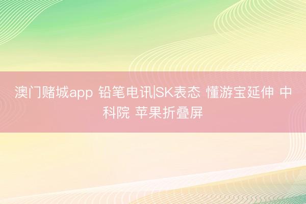 澳门赌城app 铅笔电讯|SK表态 懂游宝延伸 中科院 苹果折叠屏