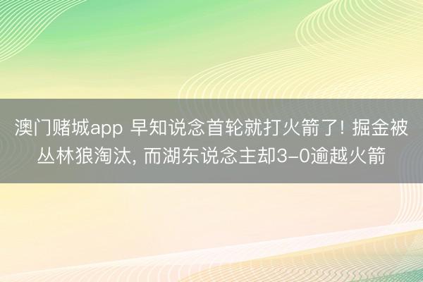 澳门赌城app 早知说念首轮就打火箭了! 掘金被丛林狼淘汰， 而湖东说念主却3-0逾越火箭