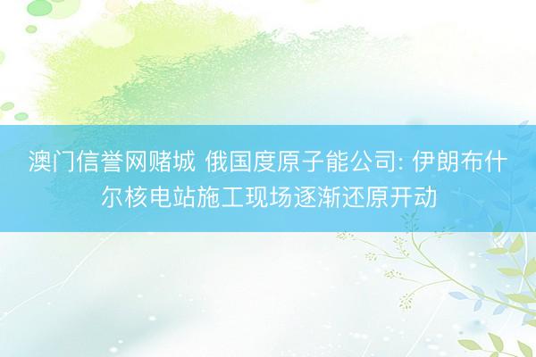 澳门信誉网赌城 俄国度原子能公司: 伊朗布什尔核电站施工现场逐渐还原开动